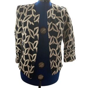 FRENZ by THERESA RENZ, Women’s Jacket, Black & Ivory, Size 8, lined, 3/4 sleeves